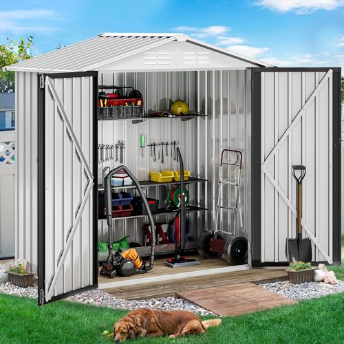 DWVO 10x8 FT Outdoor Storage Shed - Spacious Garden Tool Shed with Lockable Door - Durable Metal Yard Shed for Garden, Patio, and Backyard (Dark Gray)