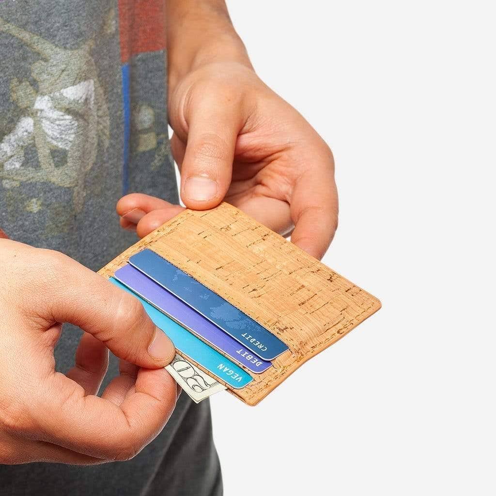 Corkor Vegan Cork Card Case Wallet, Black