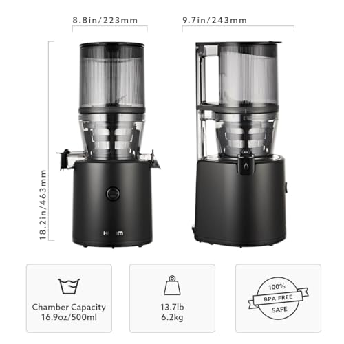 Hurom H320 Slow Juicer | Ultra Low Pulp | Hands-Free | Hopper Fits Whole Produce | Quiet Motor | BPA Free | Easy Assembly | Cold Press Masticating Juicer