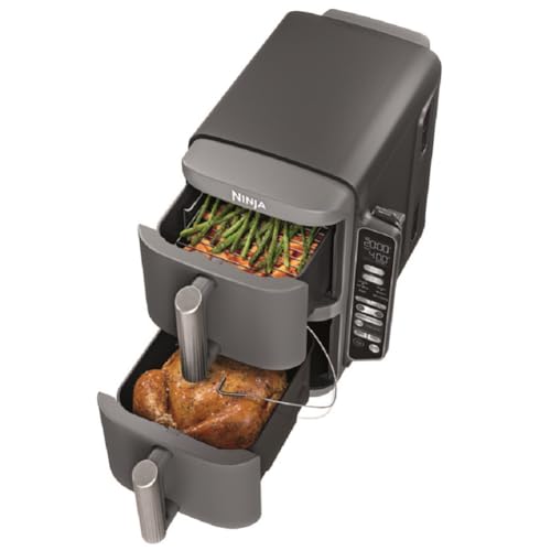 Ninja Air Fryer, 8 QT DoubleStack 2-Basket, Space Saving Design, Cooks 2lb Chicken Wings, Feeds up to 6 People, 6-in1 Air Fryer, Roast, Bake & More, Easy to Clean, Dishwasher Safe Parts, Black, SL201