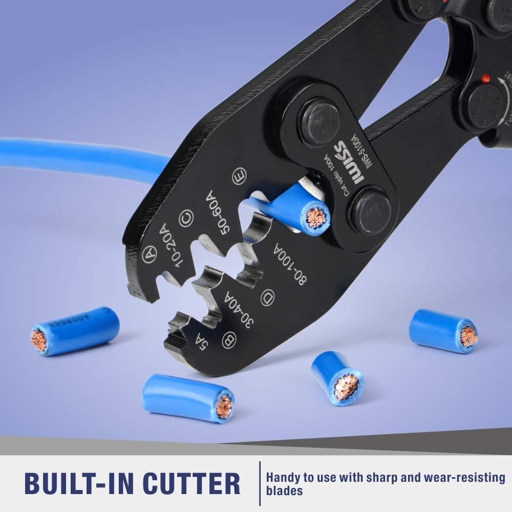 IWISS Battery Cable Lug Crimping Tool for Open Barrel Lug,Lead-Free OEM Battery Terminals,B Type Crimper for AWG 16-4
