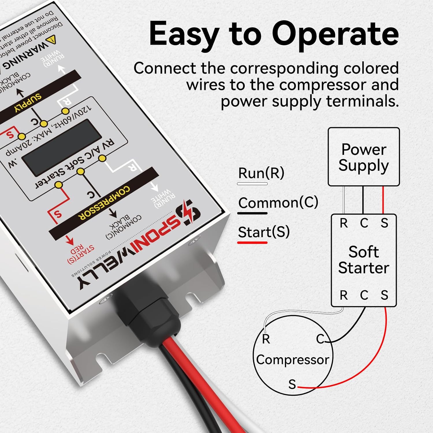 Soft Start Kit for Air Conditioner, Display Real-time Power, Easily Start an AC and other Appliances on RV Power, for RV, Van, Camper Air Conditioner, Include RV AC Soft Start Kit, RV30A