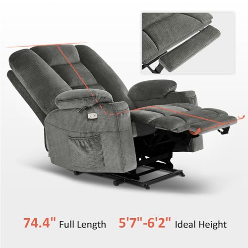 MCombo Small Power Lift Recliner Chair with Massage and Heat for Petite People, Cup Holders, USB Ports, Side Pockets, Fabric 7569 (Small-Regular, Brown)