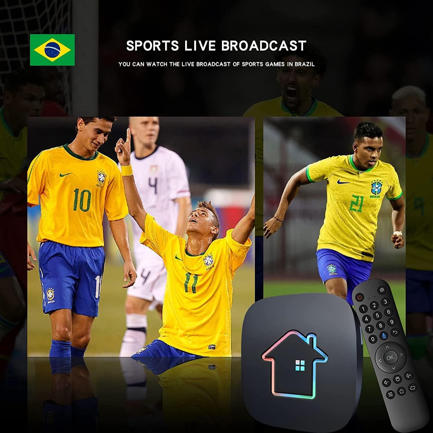 BRAATV 2024 H8 Box Brazil TV H8 Brazil Tv New Version Brazilian H8 Box Support 2.4GHz/ 5GHz WiFi 4K UHD Bluetooth 5.0 - Free-Std-Shipping