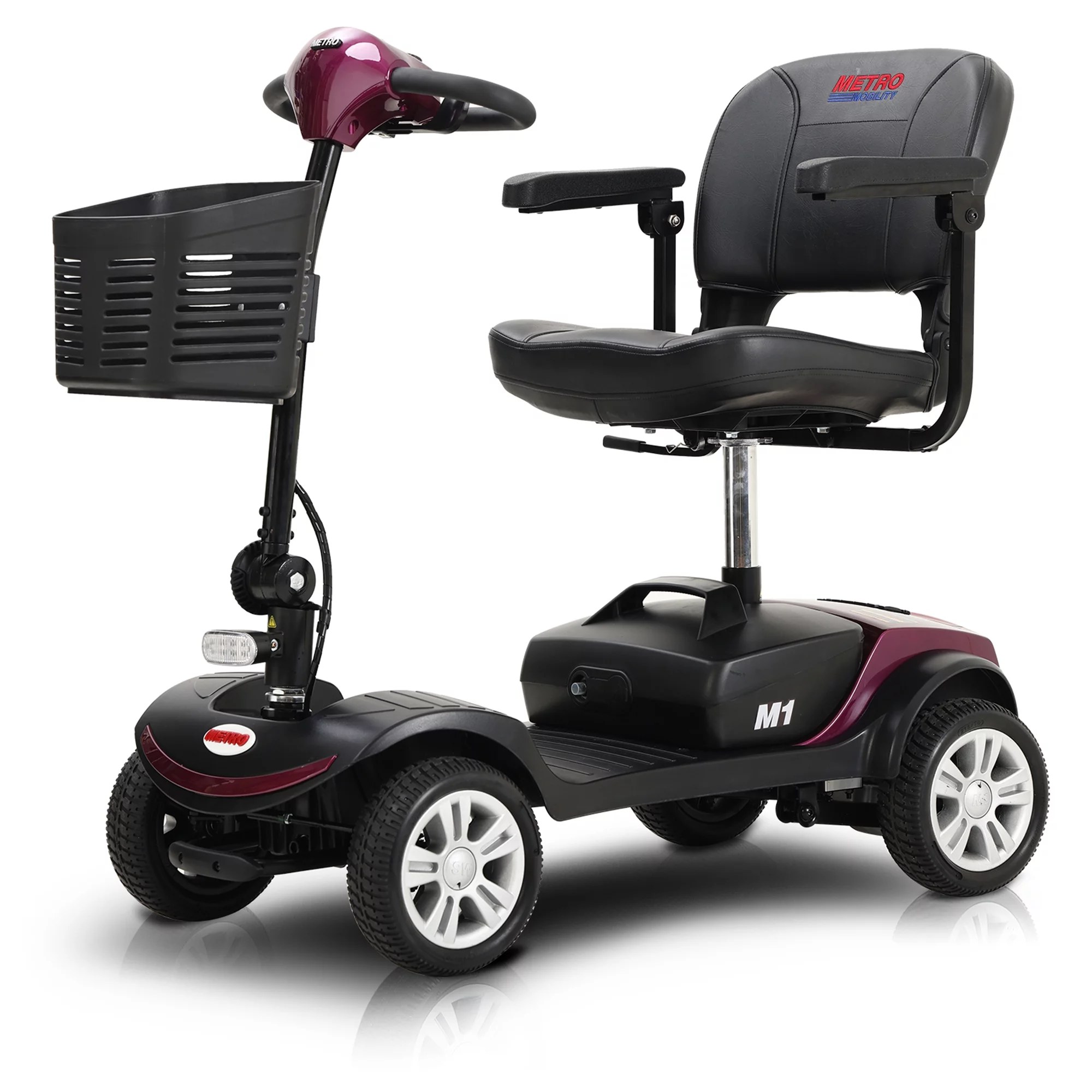 Travel Mobility Scooter, Heavy Duty Electric Scooters with 4 Anti-Tip Wheels, Compact Lightweight Mobility Scooters for Senior Adults Elderly, Foldable Mobility Scooter, Holds 300lbs, Purple