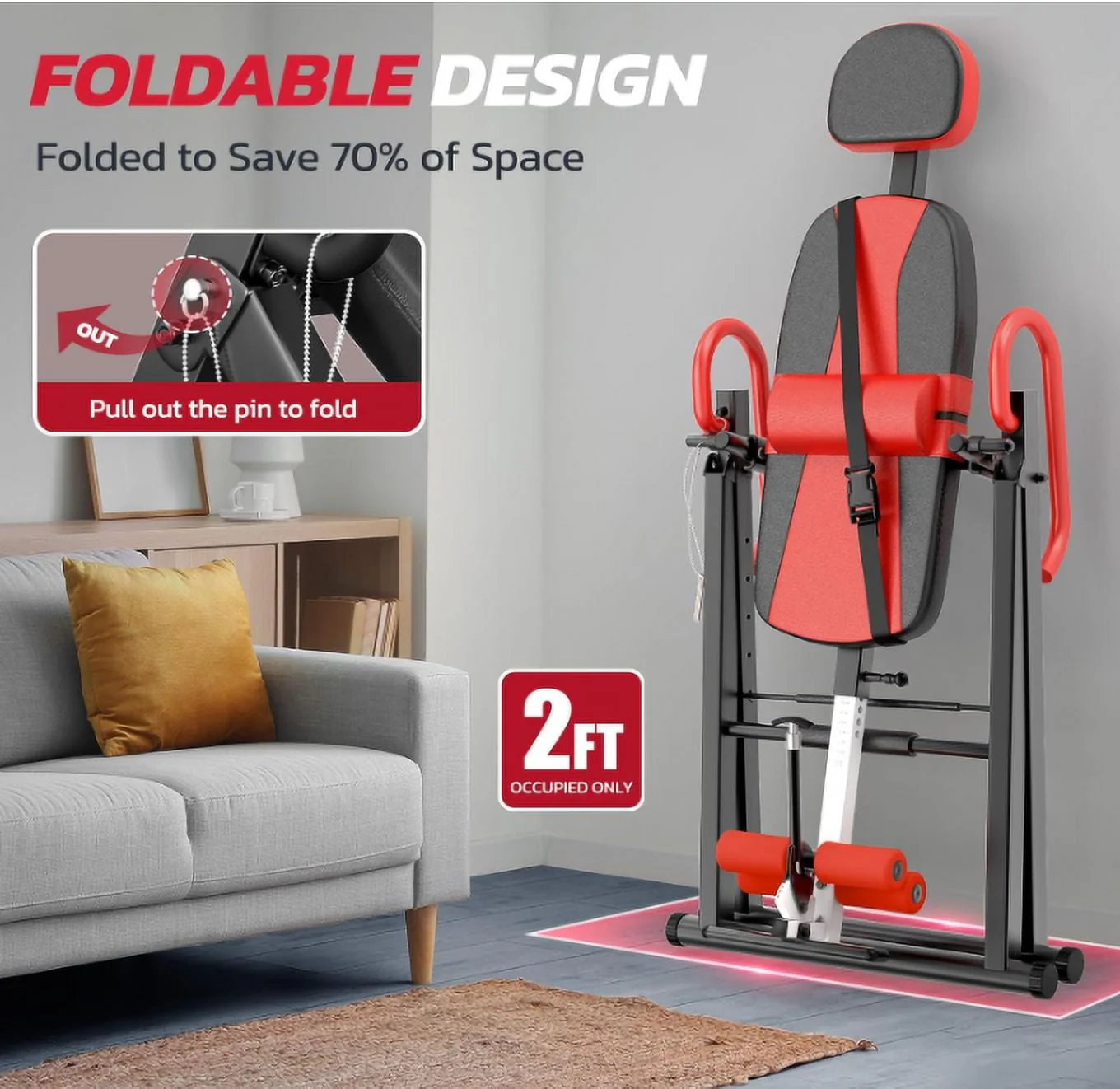 YOLEO Heavy Duty Inversion Table for Back Pain Relief with Adjustable Protective Belt 2023 Upgraded Inversion Foldable Heavy Duty up to 300 lbs