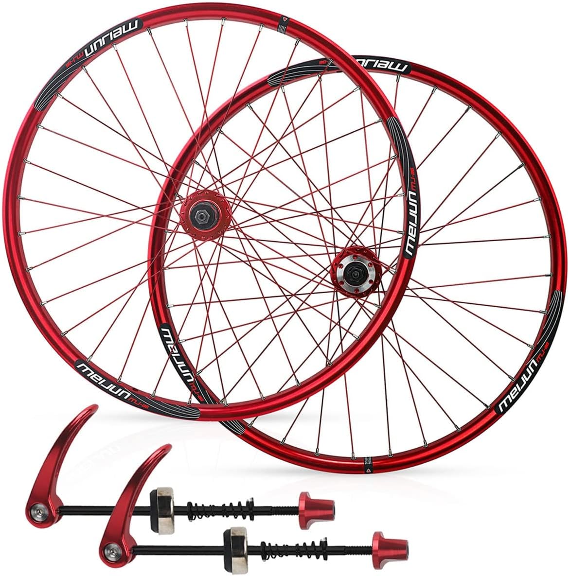 HOMFLOW （US Stock） Mountain Bike Wheelset 26 Inch Double Wall Aluminum Alloy Disc Brake MTB Wheels 7/8/9/10 Speed Cassette Flywheel QR 32 Holes (Color : Red, Size : 26IN)