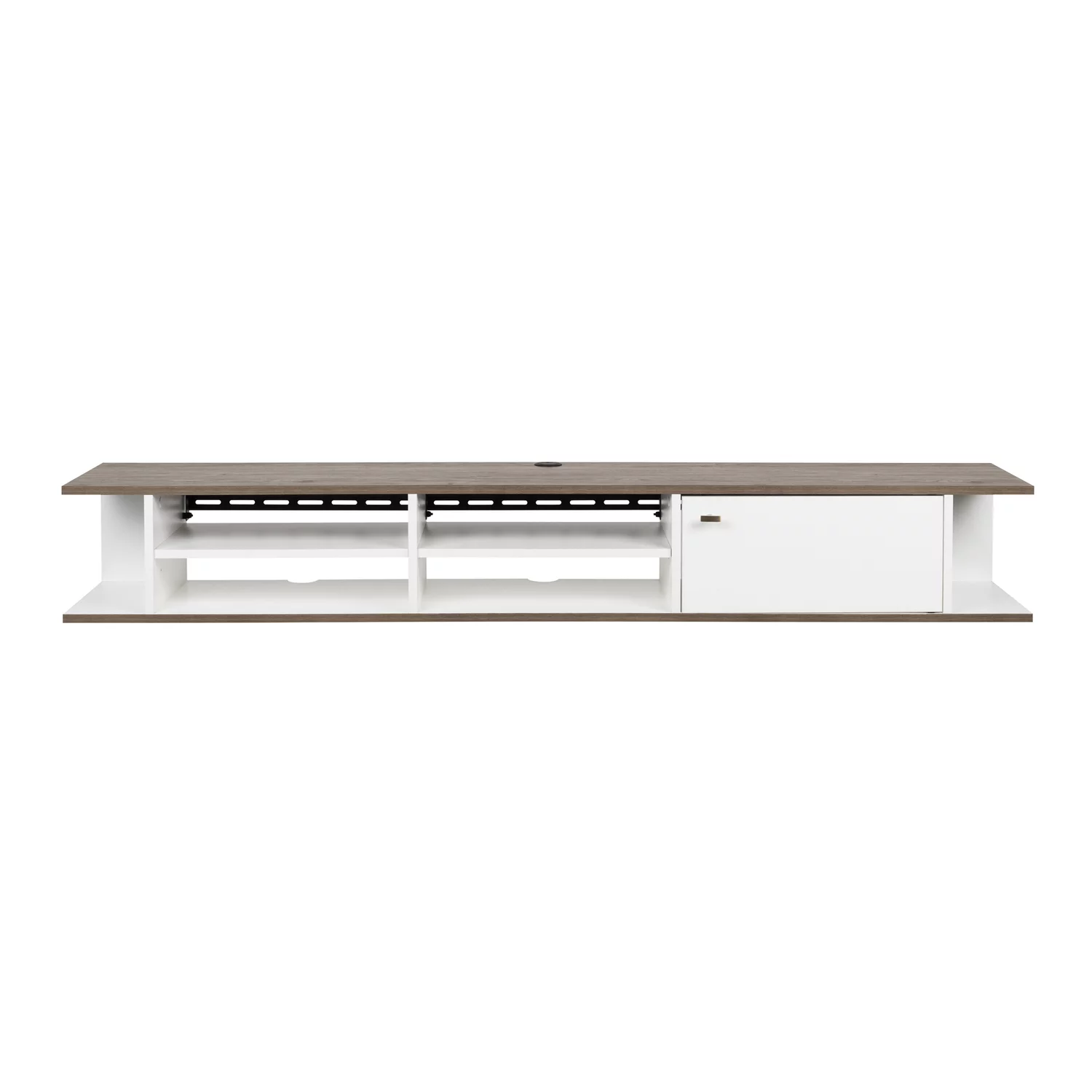 Prepac Wall Mounted Media Console with Door, White and Drifted Gray