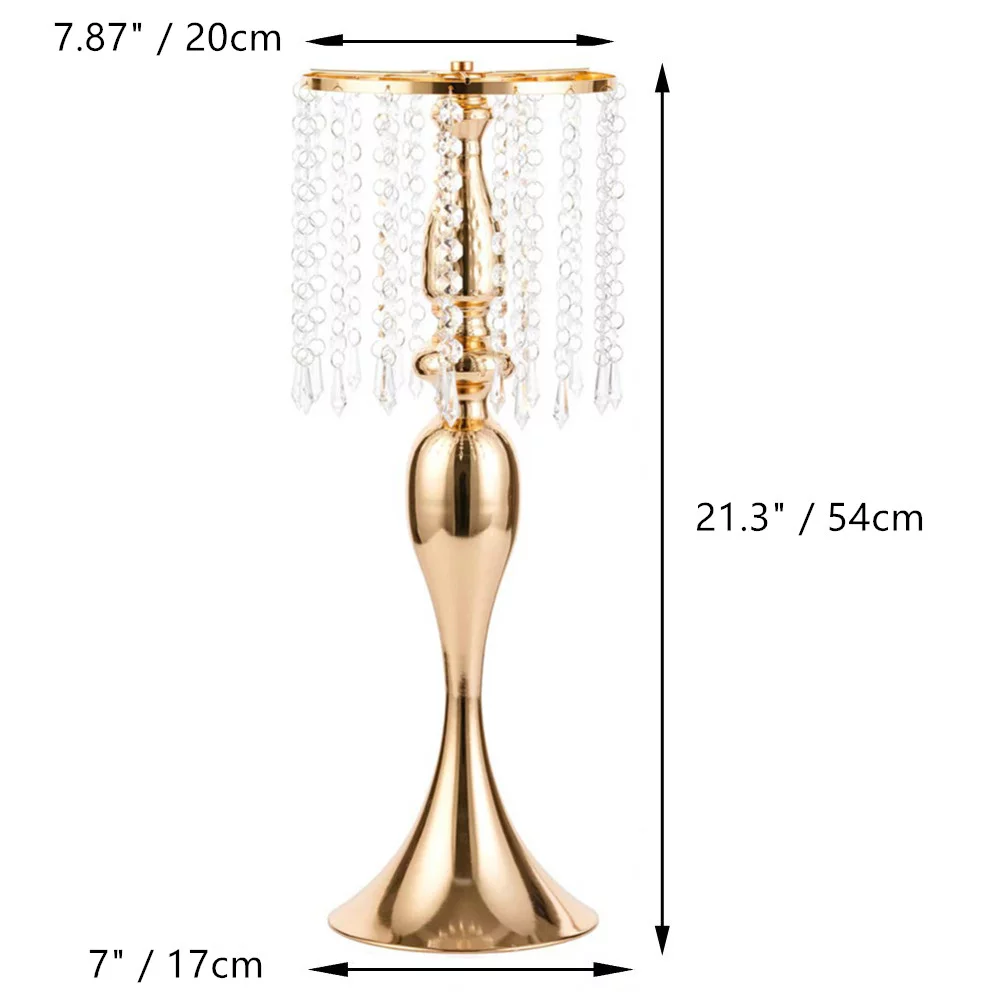 Crystal Metal Centerpiece Vase 10Pcs 21.3 inches Tall Flower Stand Holders Wedding Centerpiece Chandelier for Reception Tables Wedding Supplies