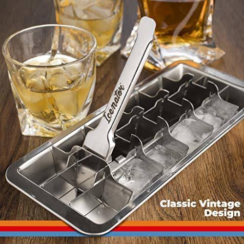 GOWA Easy Removal Metal Ice Trays with Handle - Stainless Steel Ice Cube Maker and Tray, 18 Slot Mold - BPA-Free, Food-Grade Fre