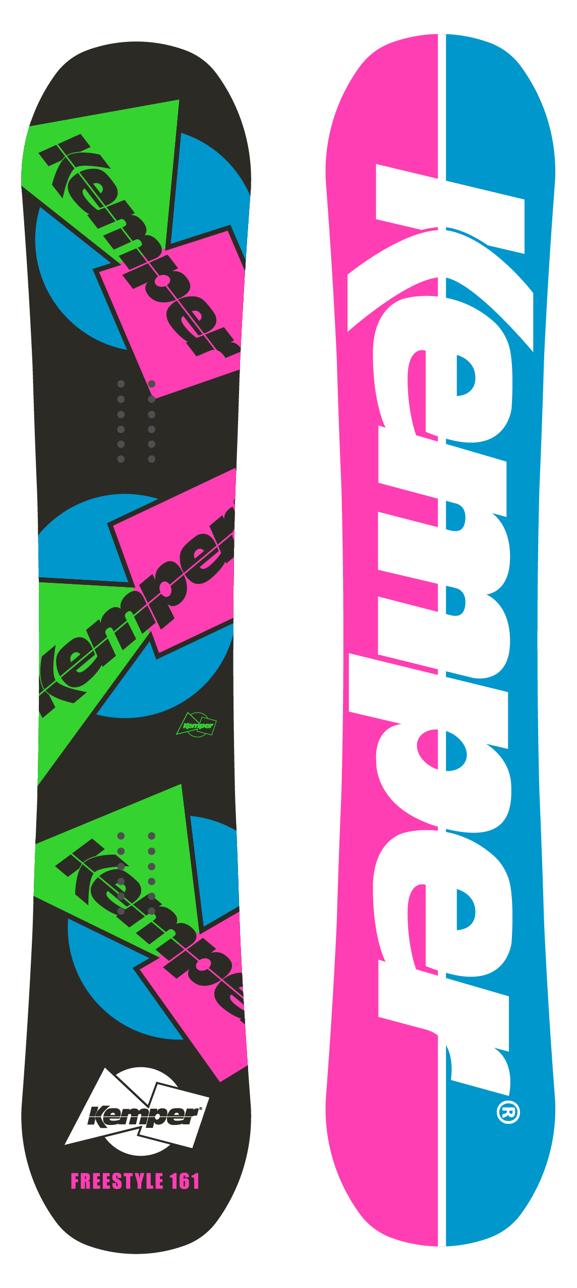 Kemper Snowboards Freestyle 1989/90 Black All Mountain Snowboard 161cm - Megean