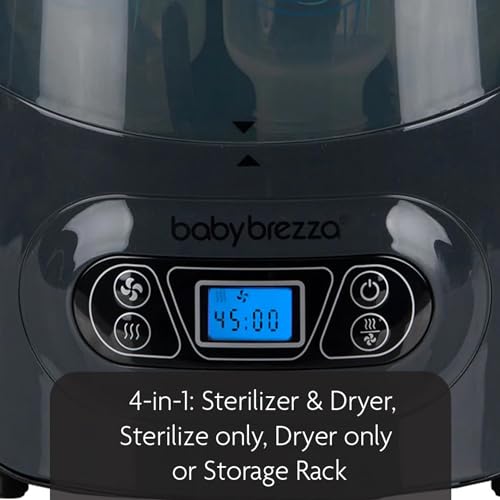 Baby Brezza Baby Bottle Sterilizer and Dryer Machine – Electric Steam Sterilization - Universal Fit - Pacifiers, Glass, Plastic, and Newborn Feeding Bottles, Charcoal