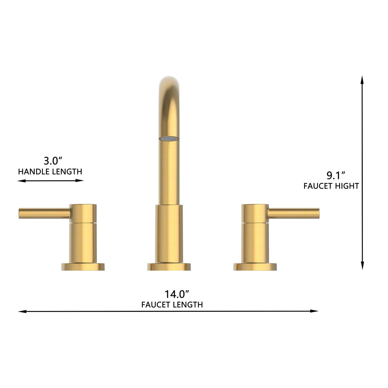 allen + roth Brushed Gold 2-Handle Widespread WaterSense Mid-Arc Bathroom Sink Faucet with Drain 67693W-614408 - Shop Hardware Tools Online Store