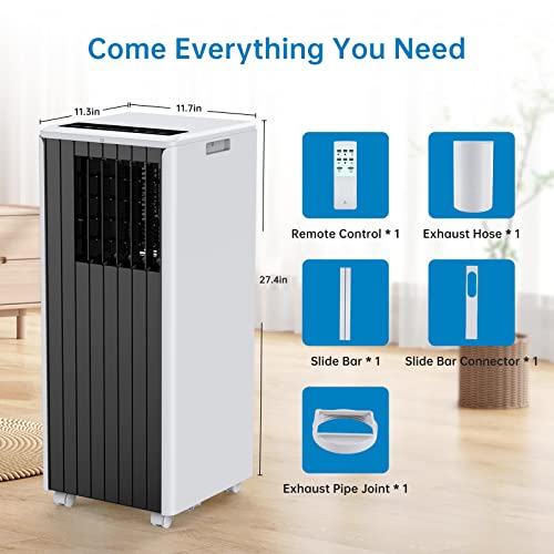 Portable Air Conditioner, Portable AC with Remote Control for Room up to 550 Sq.Ft, 3-in-1 Functions/Digital Display/24 Hrs Timer/Caster Wheels for Home/Office/Dorms
