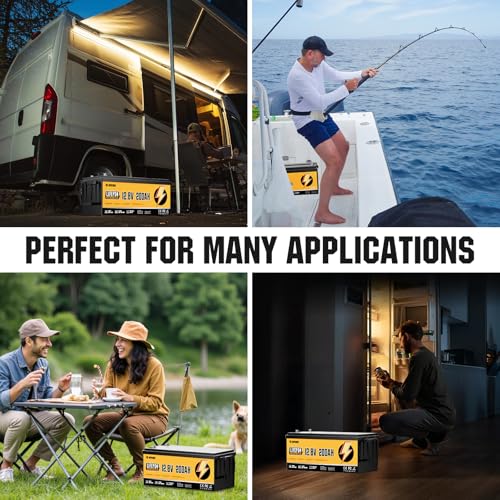 12V 200Ah LiFePO4 Battery, Built-in 200A BMS, 15000 Deep Cycles, 2560Wh,Low Temp Protection Lithium Iron Phosphate Battery for Home Energy, RV, Trolling Motor, Marine, Solar, Off-Grid