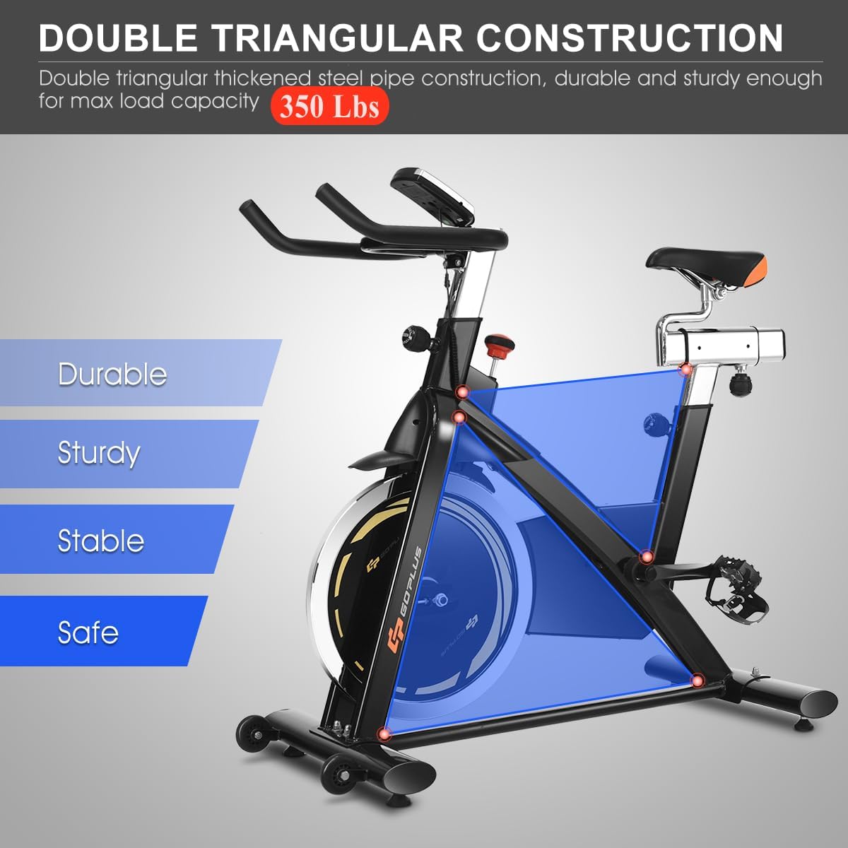 GYMAX Indoor Cycling Bike, Stationary Exercise Bike with LCD Monitor Heavy Duty 30 LBS Flywheel & Comfortable Seat Cushion for Home Cardio Workout