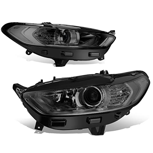 Auto Dynasty Factory Style Projector Headlight Lamps Compatible with Ford Fusion 13-16, Driver and Passenger Side, Black Housing Clear Corner