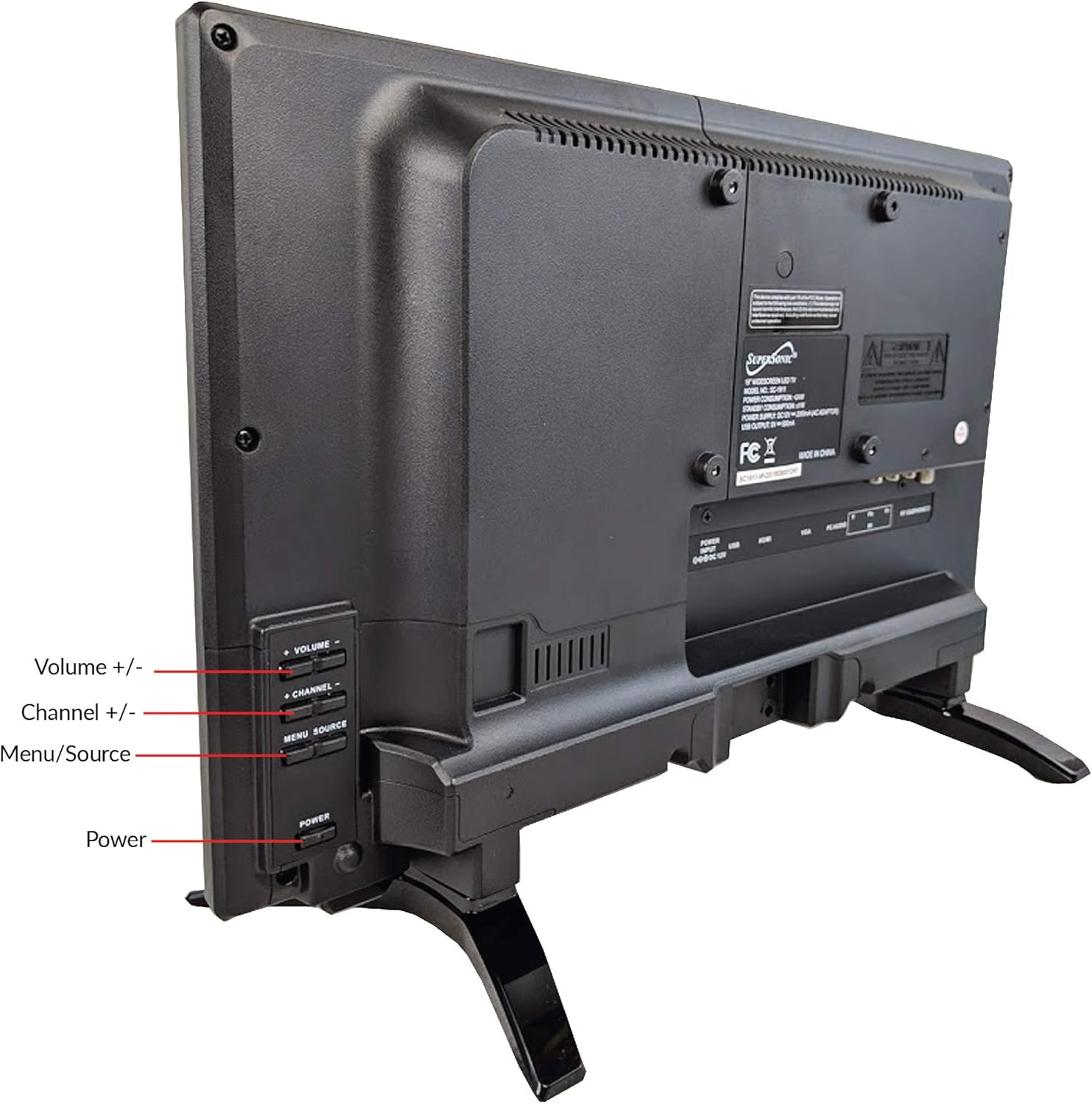 SuperSonic SC-2411 LED Widescreen HDTV & Monitor 24 Flat Screen with USB Compatibility, SD Card Reader, HDMI & AC/DC Input: Built-in Digital Noise Reduction (DC Cable not Included)