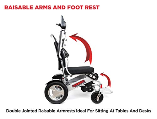 Porto Mobility 2024 Ranger Discovery Lightweight Foldable Weatherproof Exclusive Electric Wheelchair, Portable, Brushless Powerful Motors, Dual Battery, All Terrain (Silver, Standard)