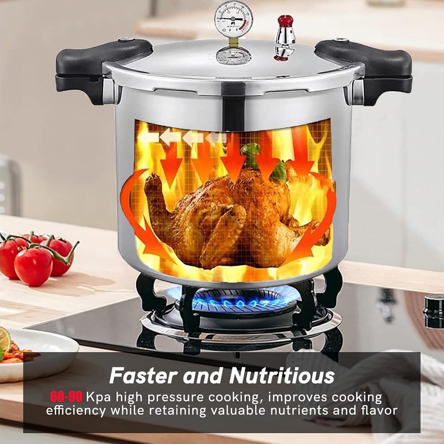 25 Quart Pressure Canner Cooker & Induction Compatible Built-in luxury digital pressure gauge With 1 steaming tray & Pressure release 13 PSI (+/- 5 Percent) Delivery from US
