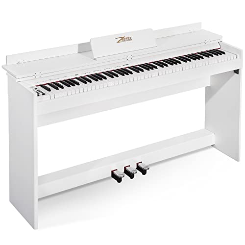 ZHRUNS Digital Piano 88 Key Weighted Keyboard,Full Size Semi Weighted Electronic Keyboard Piano,Electric Piano Keyboard with Sustain Pedal, Portable Piano Keyboard for Beginners Adults,White