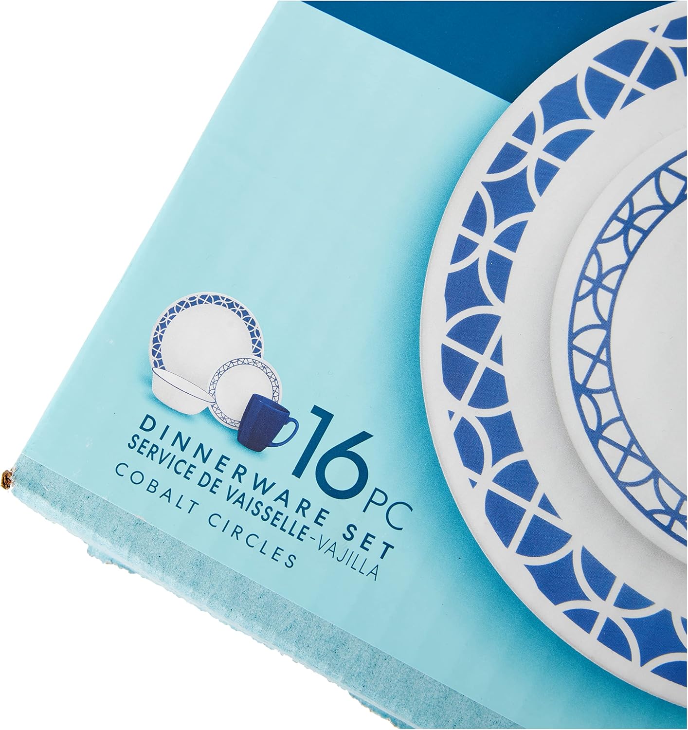 Corelle Cobalt Circles 16-Piece Dinnerware Set Service for 4 Blue