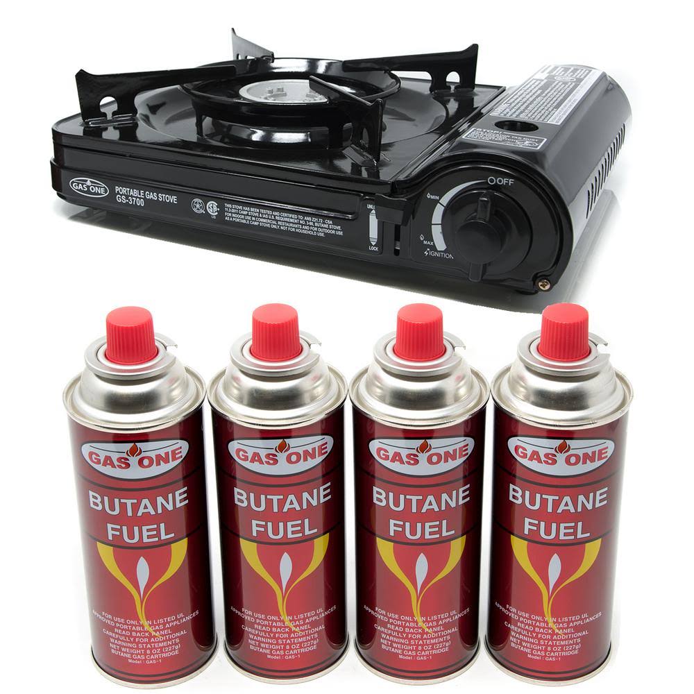 Gasone Camp Stove and Butane Fuel (4-piece Bundle)