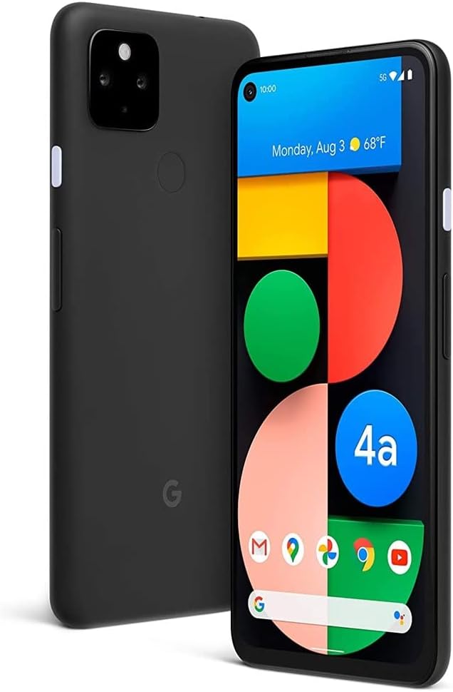 Google Pixel 4a with 5G (128GB, 6GB) 6.2" OLED, Snapdragon 765G, 4K Dual Camera, 4G LTE Fully Unlocked (for AT&T, T-Mobile, Verizon, Global) (US 5G Model w/Fast Car Charger, Just Black) (Renewed)
