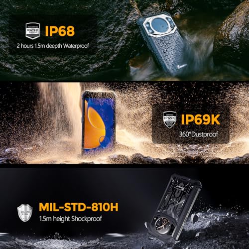 FOSSIBOT F101 Pro Rugged Smartphone Unlocked, Dual Screen 10600mAh Battery 15+128GB Storage MTK8788 Octa-cora Processor 24MP+8MP+5MP Camera 5.45” HD+ Screen Android 13 IP68/IP69K 4G Dual SIM NFC OTG