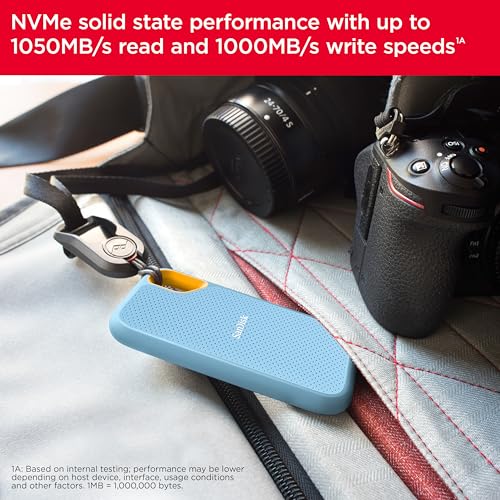 SanDisk 2TB Extreme Portable SSD - Up to 1050MB/s, USB-C, USB 3.2 Gen 2, IP65 Water and Dust Resistance, Updated Firmware - External Solid State Drive - SDSSDE61-2T00-G25