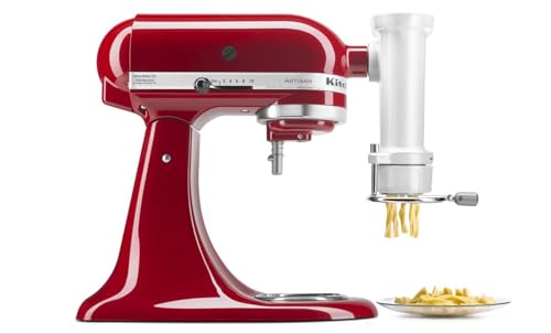 KitchenAid KSMPEXTA Gourmet Pasta Press Attachment with 6 Interchangeable Pasta Plates, White & Artisan Series 5 Quart Tilt Head Stand Mixer with Pouring Shield KSM150PS, Majestic Yellow