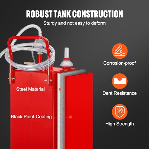 VEVOR Fuel Caddy 30 Gallon, Fuel Storage Tank with Wheels, Portable Gas Caddy with Manual Transfer Pump, Gasoline Diesel Fuel Container for Cars, Lawn Mowers, ATVs, Boats & More, Red