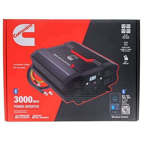 Cummins 5000 Watts Inverter Modified Sine Wave Truck Inverter 12 Volts to 110 Volts Four AC Outlets Two USB Ports (Plus Cable Kit)- CMN5000W - Inverters for Vehicles, Van Life, Camping