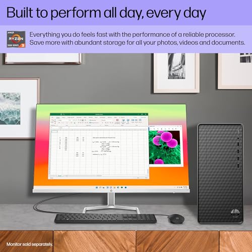 HP Everyday Desktop Computer PC - AMD Ryzen 3 5300G Processor(up to 4GHz), 32GB RAM, 1TB PCIe SSD, 2TB HDD, for Business, Study, Videos, and Gaming, Wi-Fi, Bluetooth, Windows 11 Pro with Gaming Mouse