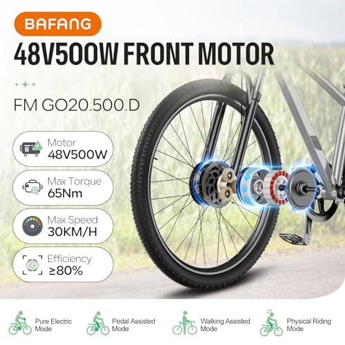 BAFANG 48V 500W Front Hub Motor - Ebike Conversion Kit for 20"/26"/700C(29er Compatible) Front Wheel Electric Bike Conversion kit with Battery& Display Options | Hub Motor Kit for Mountain/City Bikes