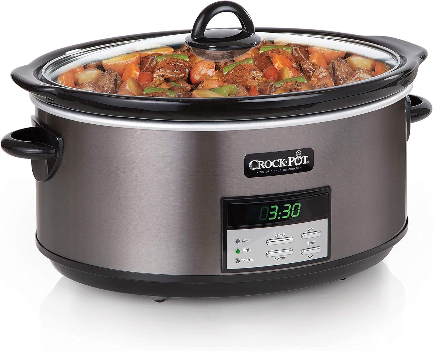 Crock-Pot 6 Quart Cook & Carry Programmable Slow Cooker with Digital Timer, Stainless Steel (SCCPVL610-S-A) & Large 8 Quart Programmable Slow Cooker with Auto Warm Setting and Cookbook