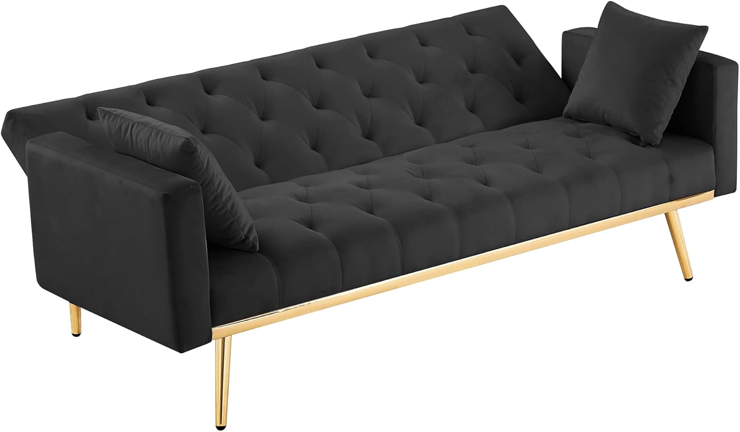 Black Convertible Folding Futon Sofa Bed, Sleeper Sofa Couch for Compact Living Space. Modern Couch for Bedroom,Apartment Sofa,Office Couch