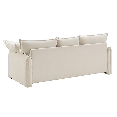Multi-Functional Velvet Loveseat Bed, 3-in-1 Convertible Sleeper Sofa with Storage and 2 Soft Pillows, for Living Room, Bedroom, Apartment, Office (Grey-002)