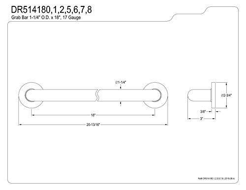 Kingston Brass DR514187 Meridian 18-inch Decorative ADA Grab Bar, Brushed Brass