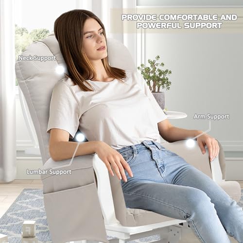 5PCS Glider Rocker Replacement Cushions Thicken Soft Suede Rocking Chair Cushion Set with Ottoman Cover for Indoor Nursery Glider Rocking Chair, Blue