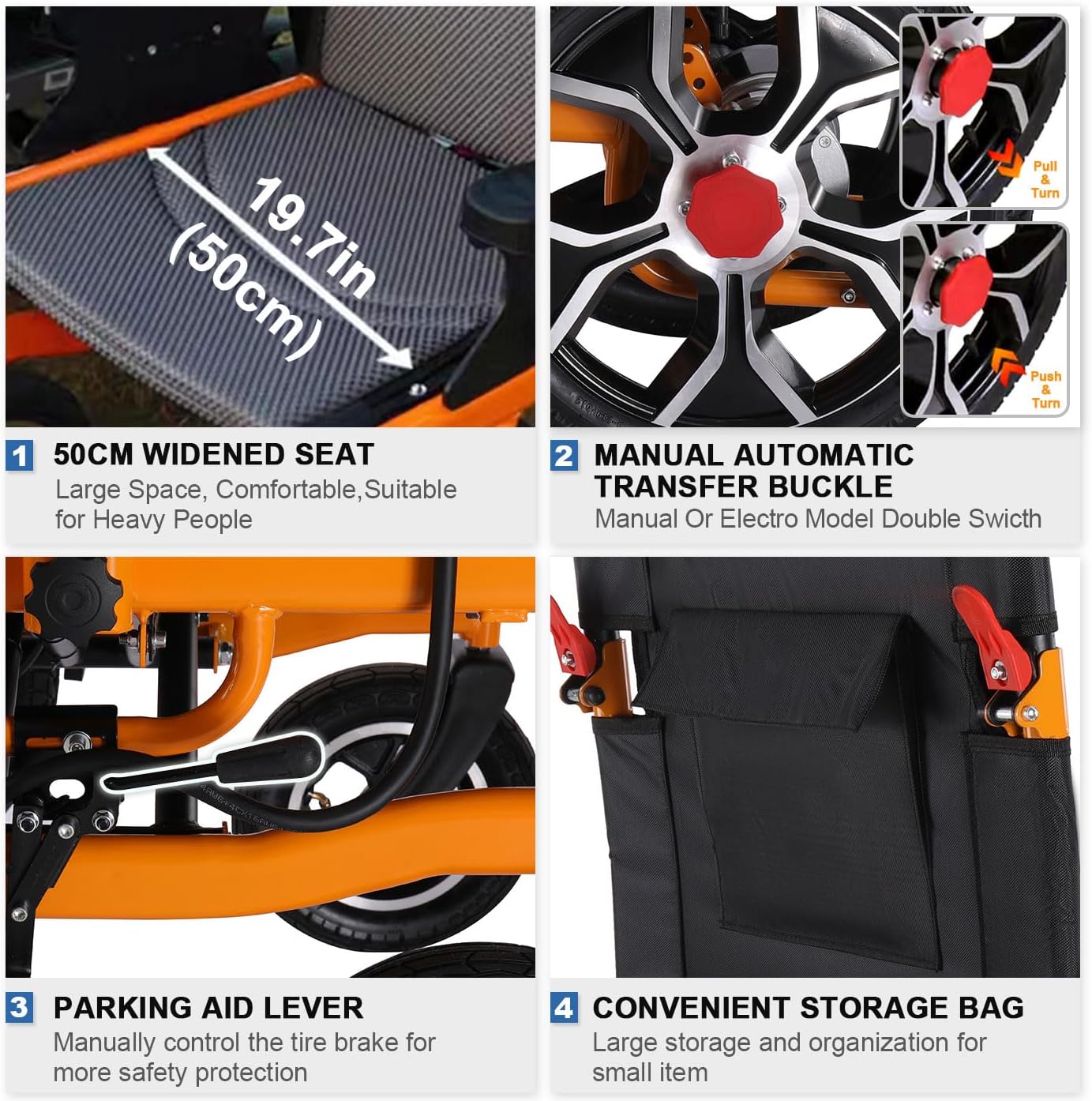 2In1 Lightweight Folding Electric Wheelchair for Adults with 20in Seat, All Terrain Power Wheelchairs for Seniors Support 300lbs