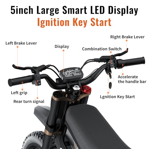 GT73 PRO/GT73 Electric Dirt Bike for Adults, 50MPH 60V 3000W / 37MPH 48V 2400W, 1747Wh/2160Wh Dual Battery Ebike Up to 85 Miles, 25" Motorcycle Tire, UL2849 All Terrain E Bike Full Suspension