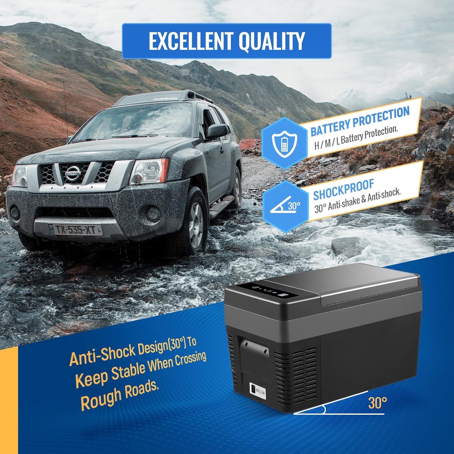 AA Products Car Fridge 26 Quart/25L Refrigerator with 12/24V DC Cord and 100-240V AC Adapter for Truck RV Trip Camping and Home -7.6�H~ 50�H Black