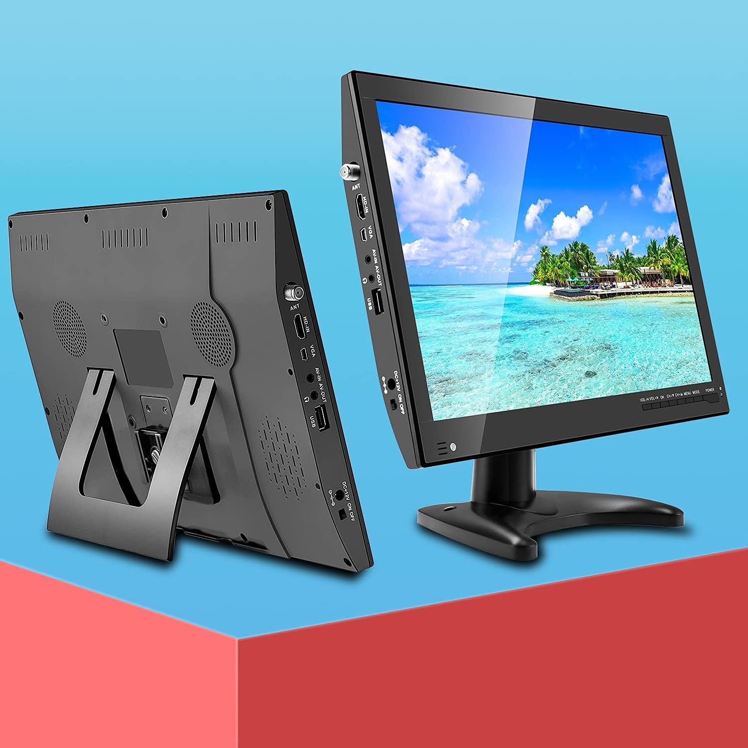 14inch Rechargeable Battery TV,Portable TV Built-in Digital Tuner ATSC,Support Camping,car,Travel with USB,FM Radio,AV Video Input,HDMI Input Port,Remote Control