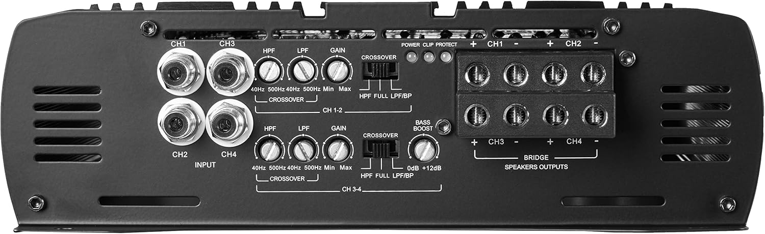 NVX XAD41 1200W RMS 1-OHM Stable Full Bridge Class D High Power Competition Full Range Bridgeable 4-Channel Car Audio MOSFET Amplifier