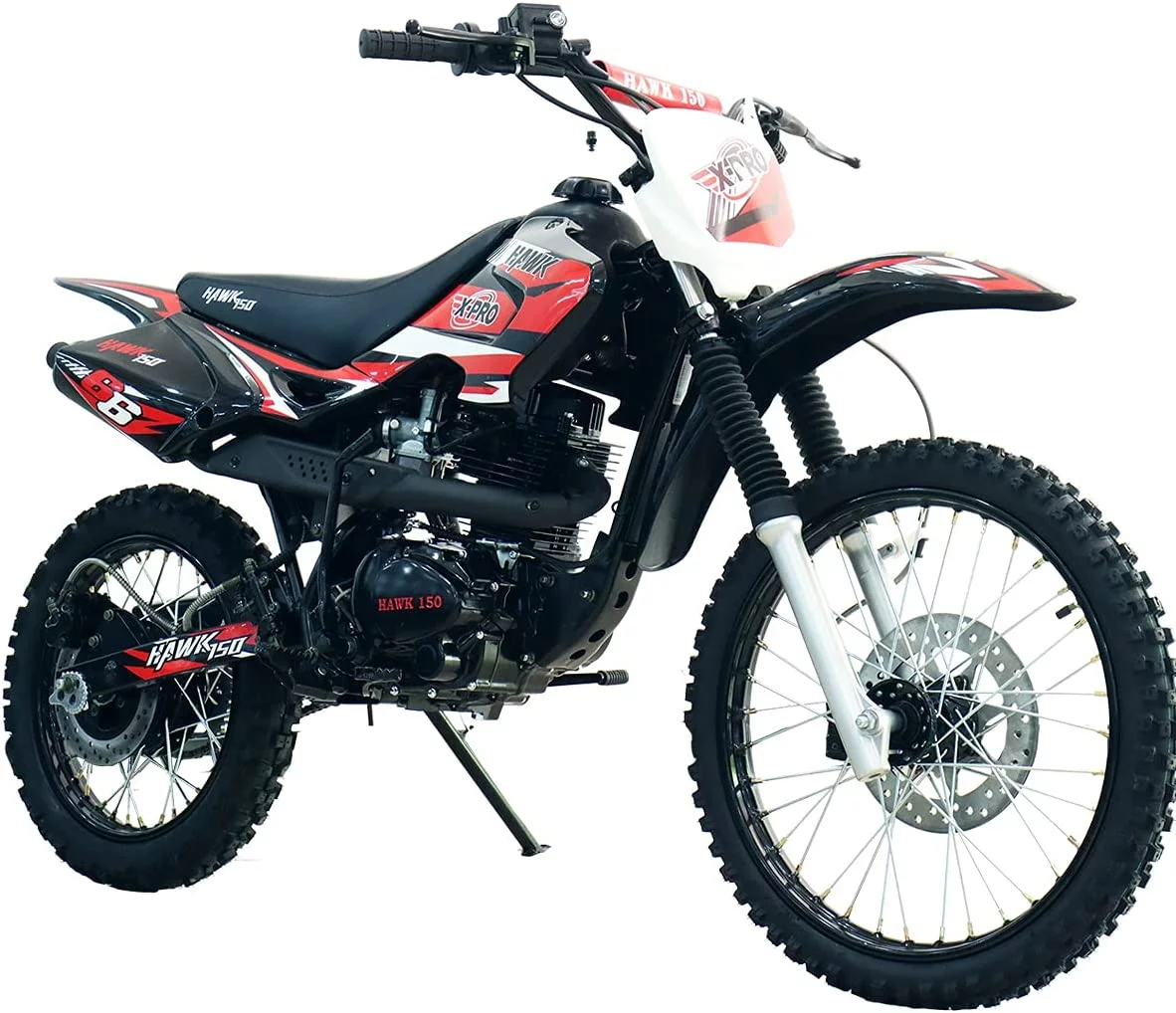 X-Pro Brand New Hawk 150cc Pit Dirt Bike with 5-Speed Manual Transmission, Kick Start 19"/16" Wheels