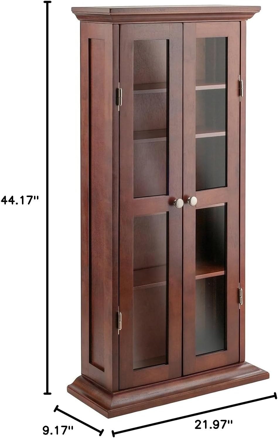 Elegant Winsome Wood DVD/CD Cabinet - Ample Storage, Antique Walnut Finish