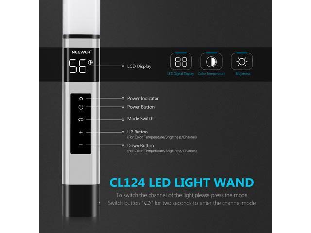 Neewer Light Wand Handheld LED Video Light Stick Photography Lighting Kit with Barndoor/Remote Control/Carry Bag, USB Rechargeab