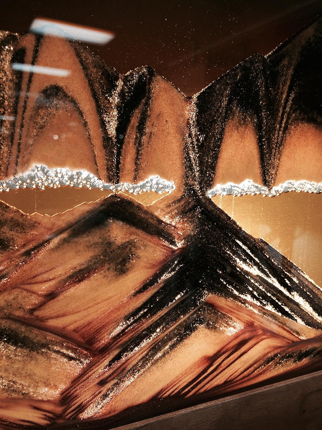 Exotic Sands Sand Pictures Manufacturer Direct - USA Quality - Lg23 Framed Desert Sands - Large Cherry Wood Frame (Sunset Orange) Handcrafted - Handmade - William Tabar Artist - Art in Motion