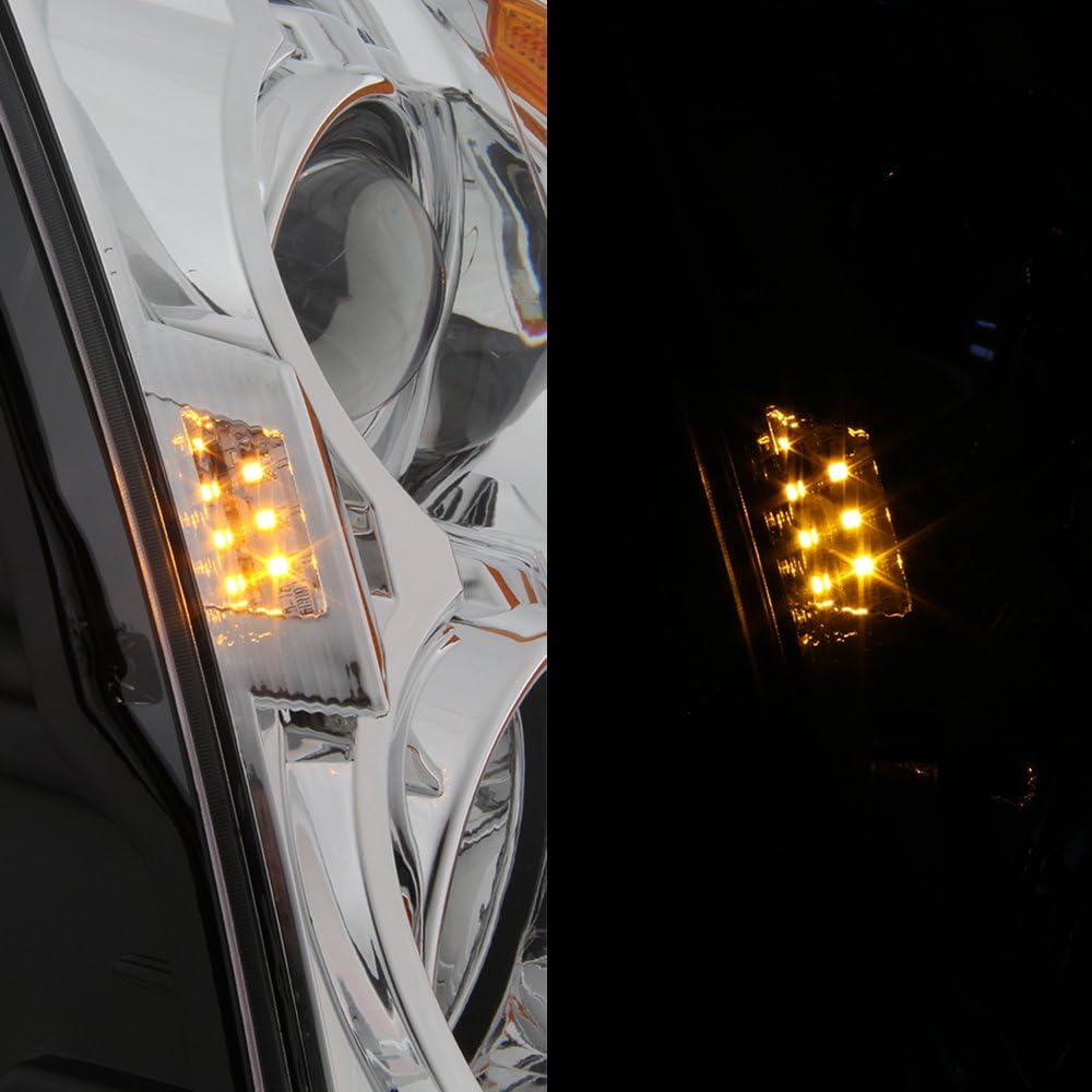 AKKON - For 2008-2014 Cadillac CTS Projector Headlight Assembly Chrome Housing Clear Lens Full Set